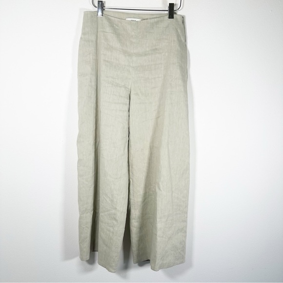 VINCE Crop Wide Leg Pant Light Dove Grey Linen Blend Stretch Size 2 - Picture 2 of 13